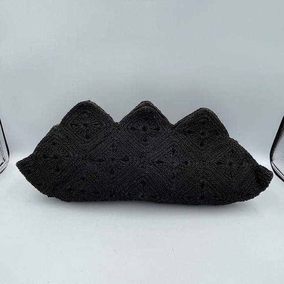 Unbranded Handbags - 1940s Vintage Black Crochet Corde Shell Shape Clutch Women Bag